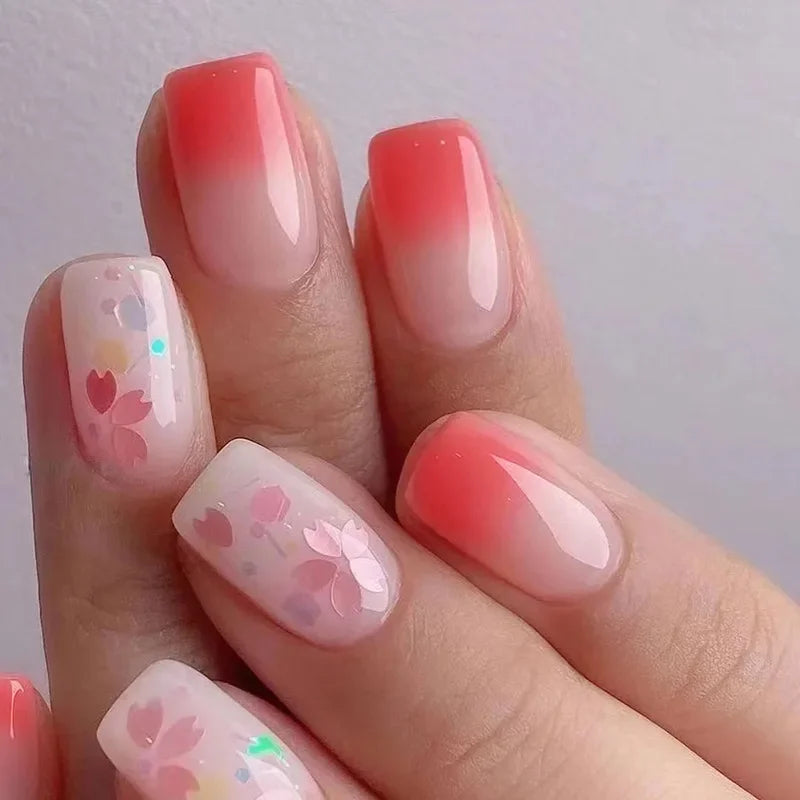 Floral Almond Press-On Nails Set-13