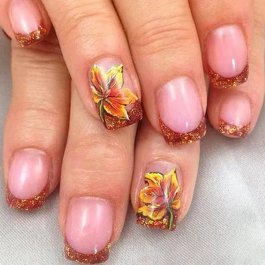 Floral Almond Press-On Nails Set-15