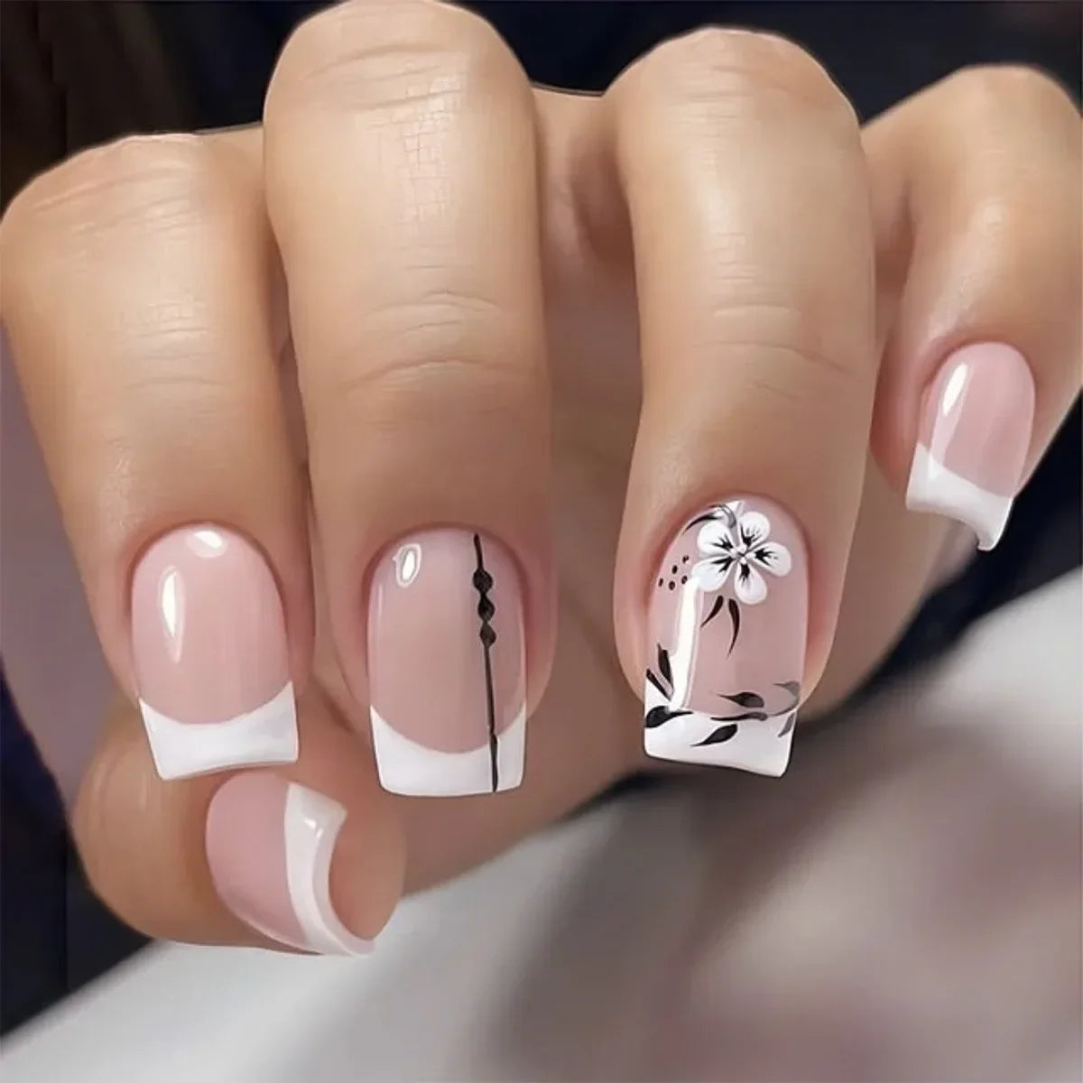 Floral Almond Press-On Nails Set-18