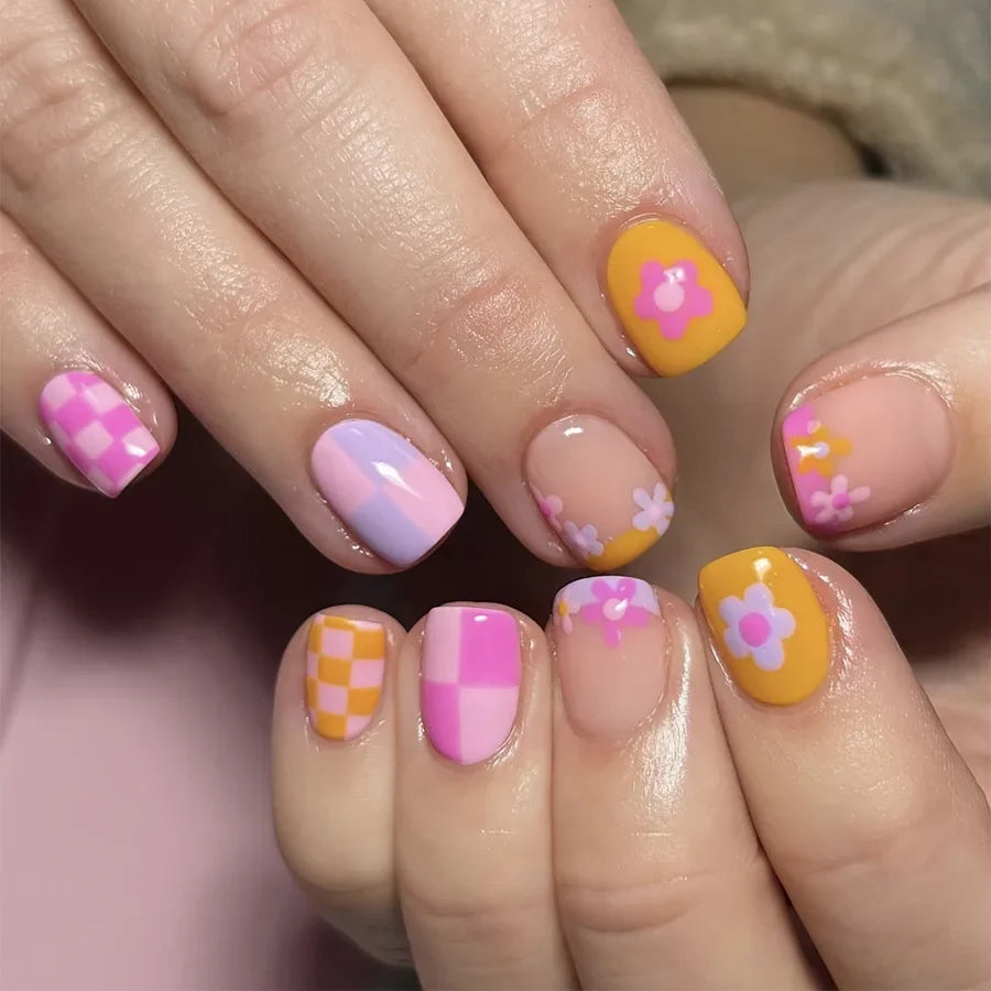 Floral Almond Press-On Nails Set-20