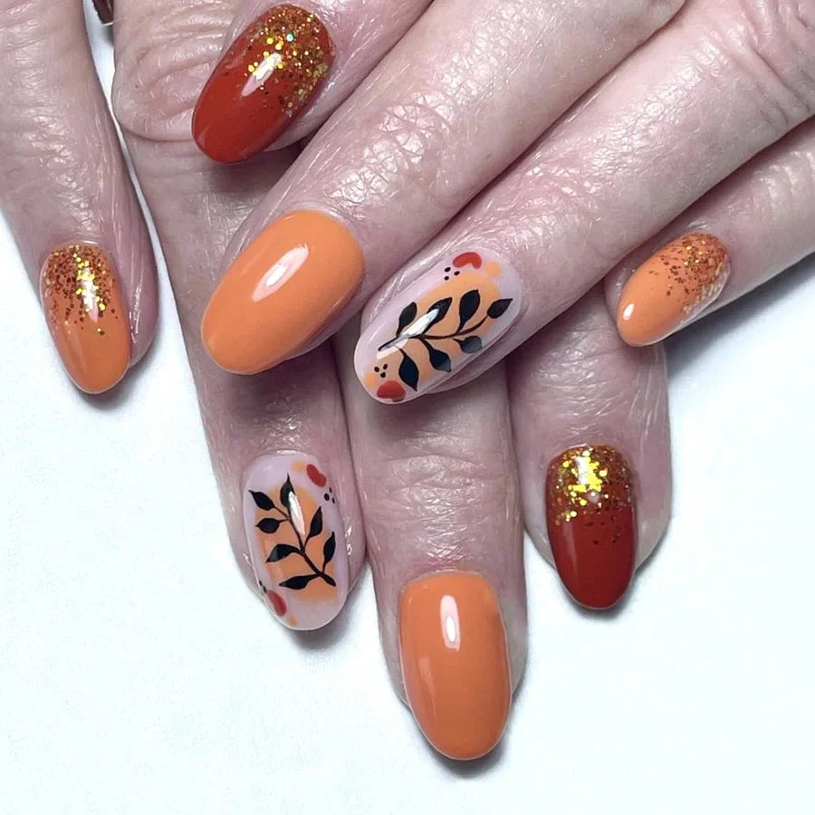 Floral Almond Press-On Nails Set-25
