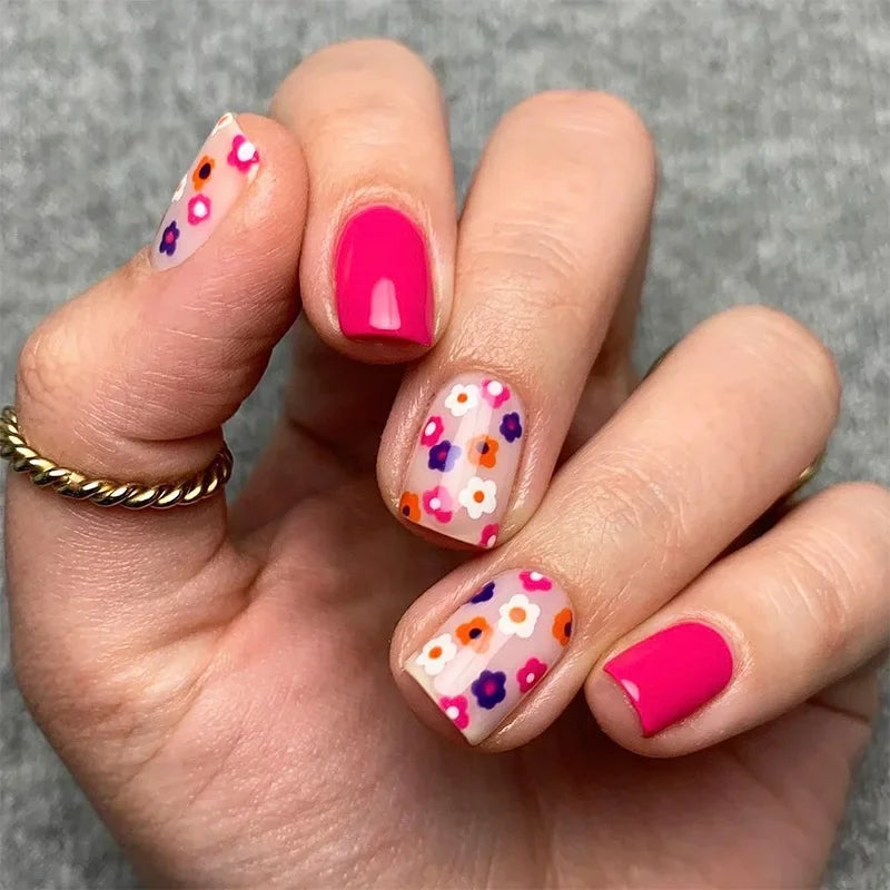 Floral Almond Press-On Nails Set-26