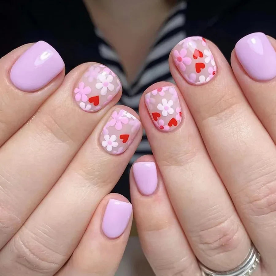 Floral Almond Press-On Nails Set-27