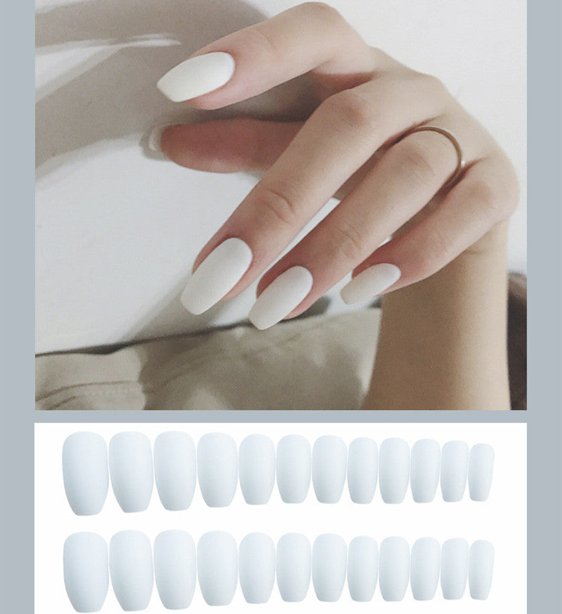 Frosted ballet fake nails-15