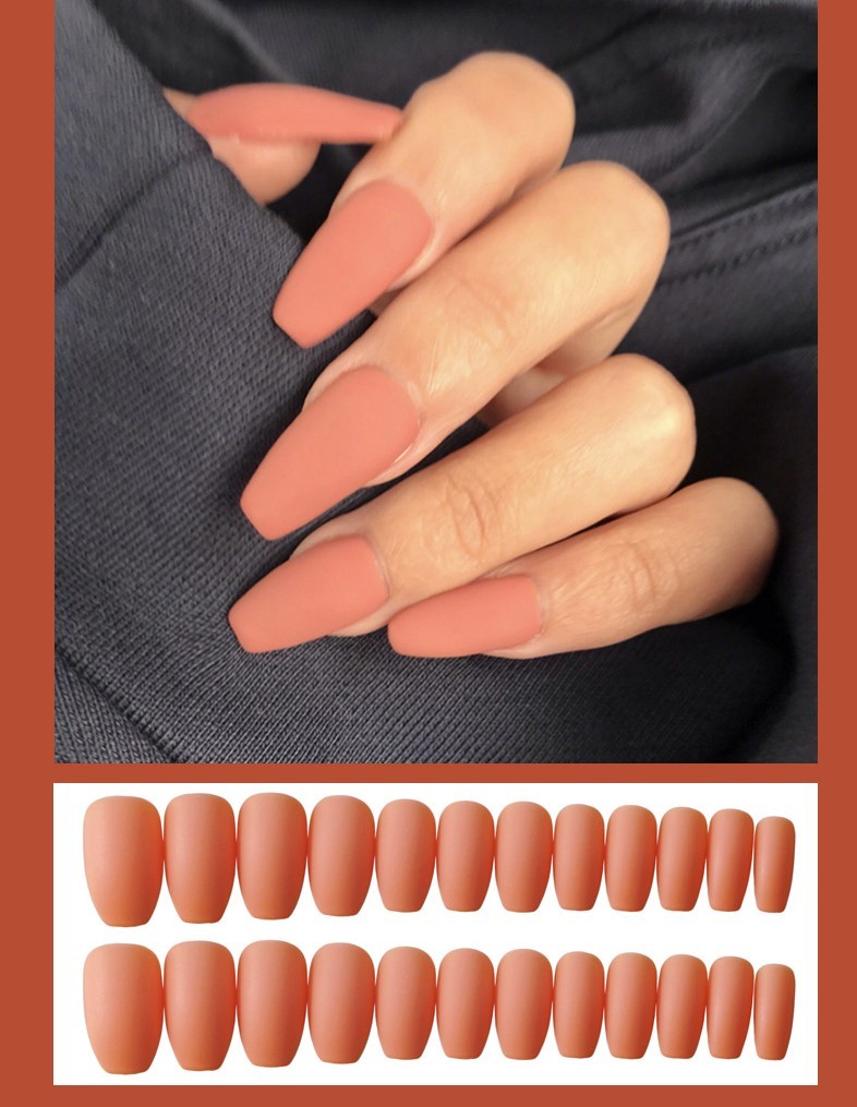 Frosted ballet fake nails-13