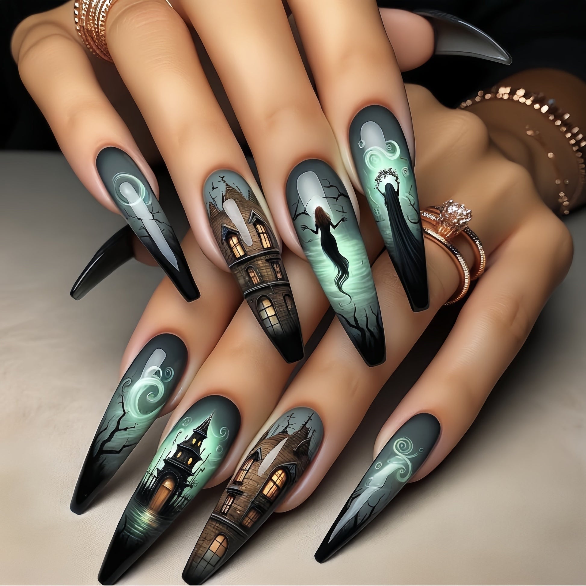 Green Ballerina Press-On Nails-1