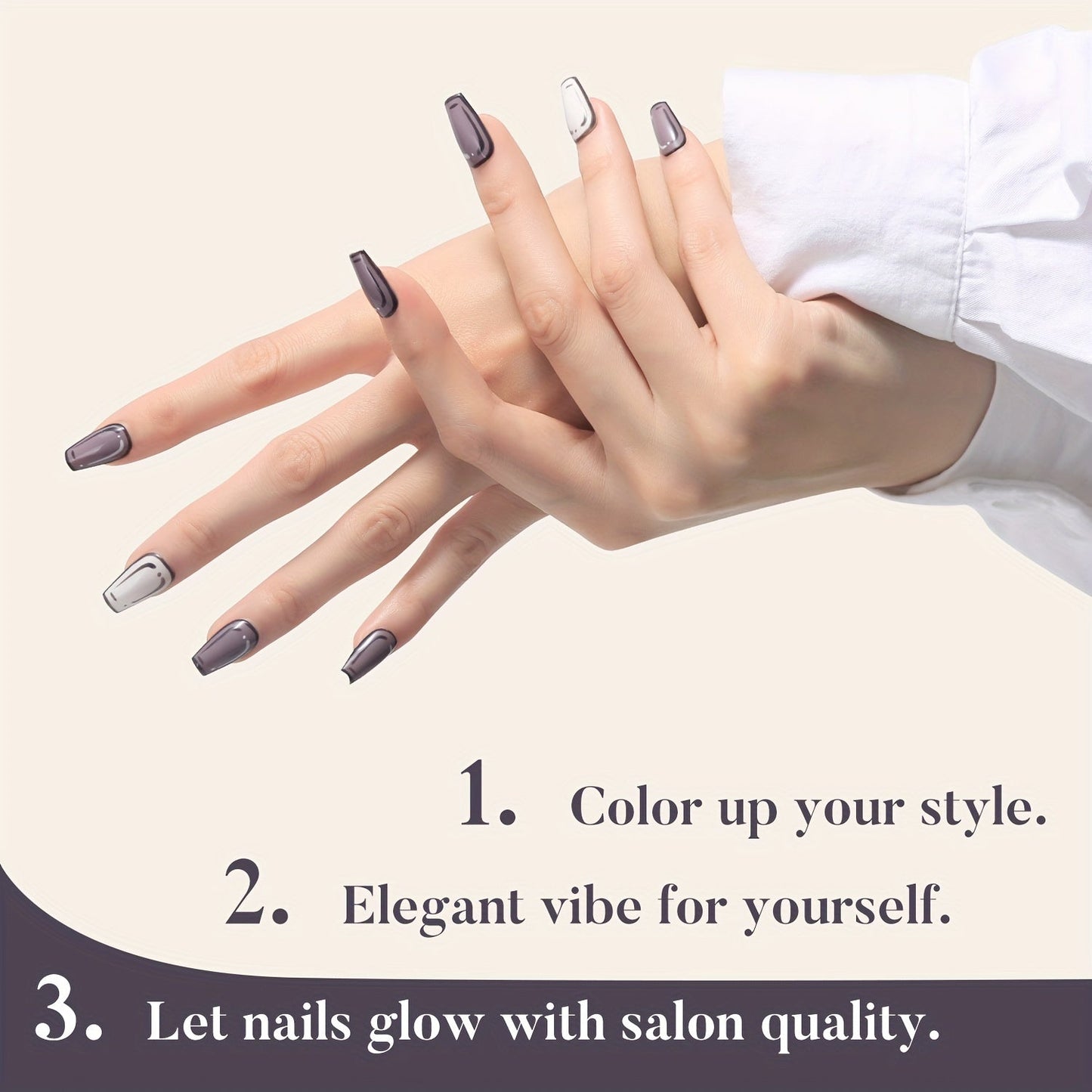 Grey & White Gel Nail Polish Set-3