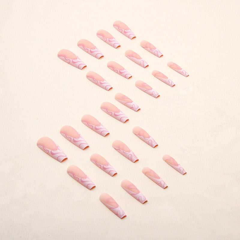 Heart Stripe Fake Nails-2