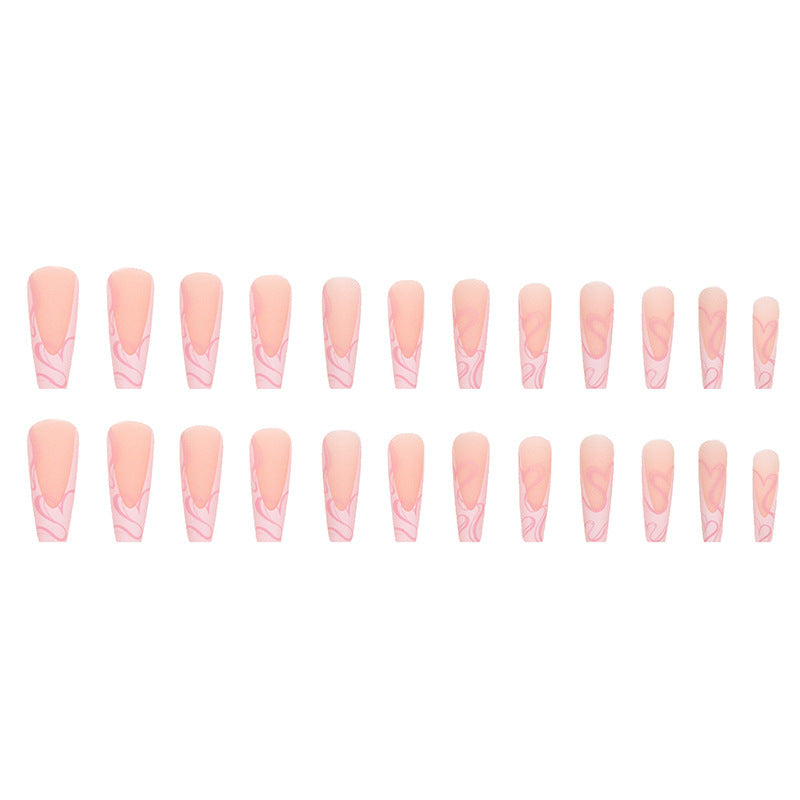 Heart Stripe Fake Nails-3