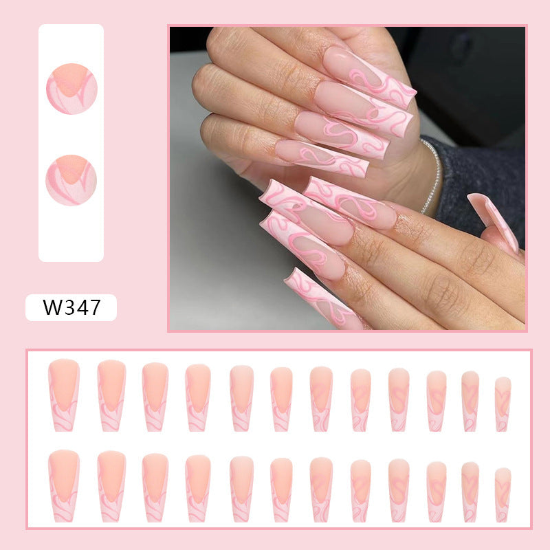 Heart Stripe Fake Nails-5