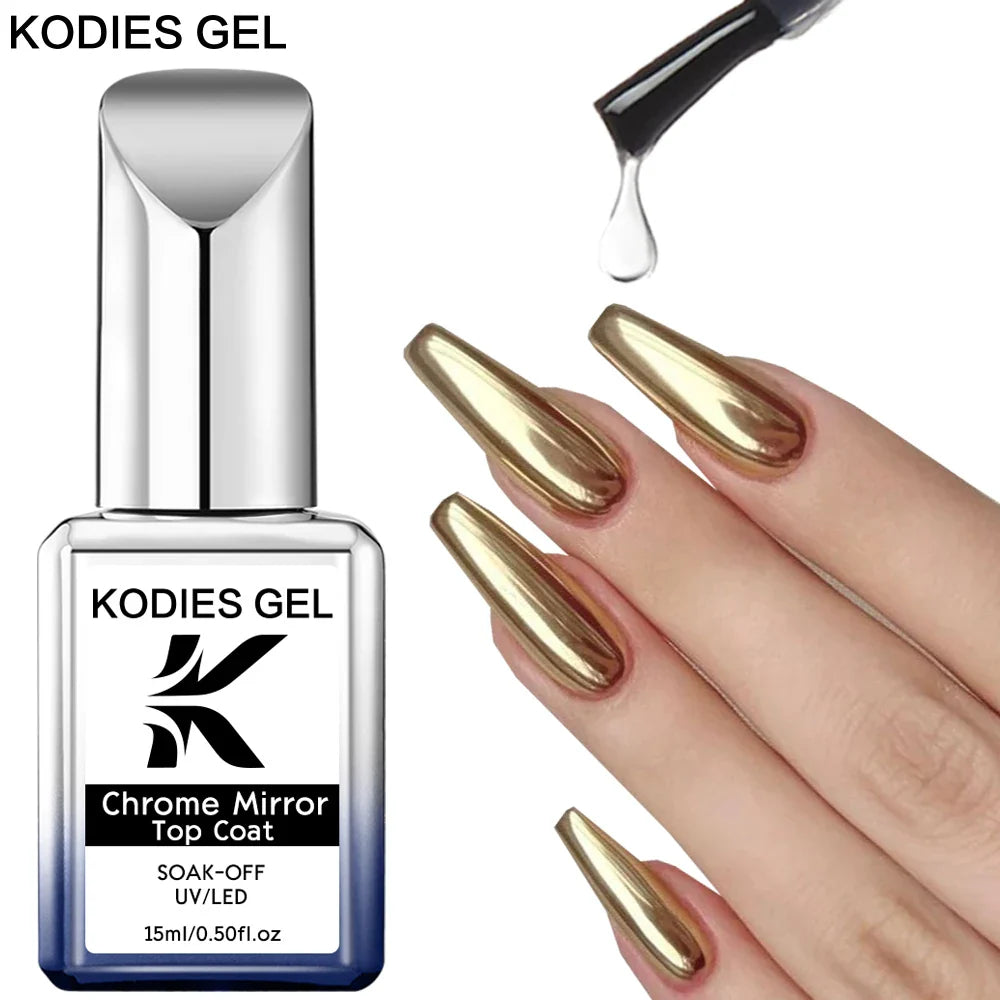 KODIES GEL Chrome Mirror Top Coat for Stunning Nail Shine-0