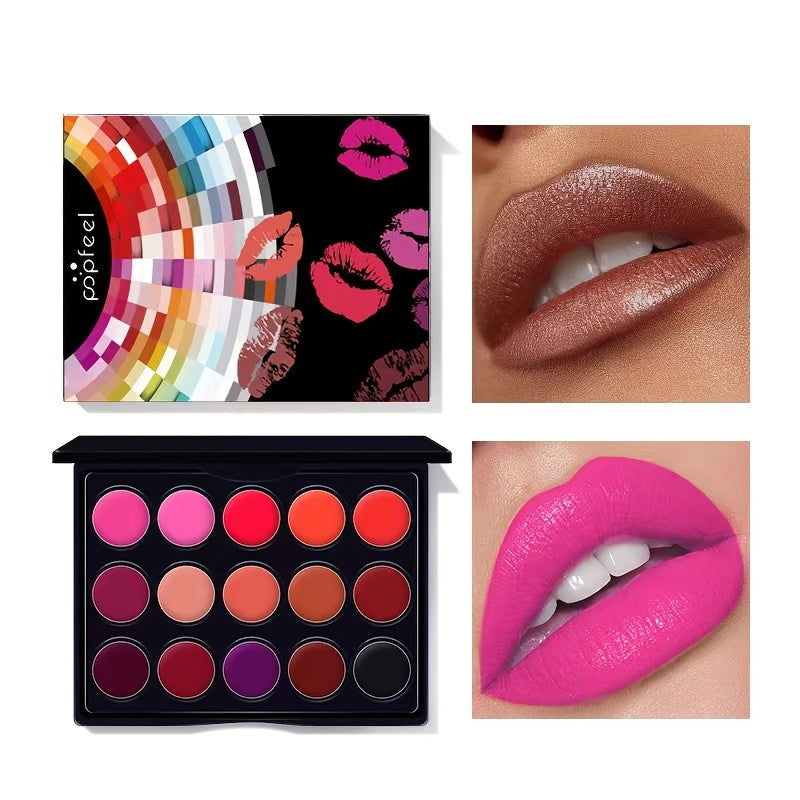 Lip Luxe 15-Color Waterproof Lipstick Palette-4