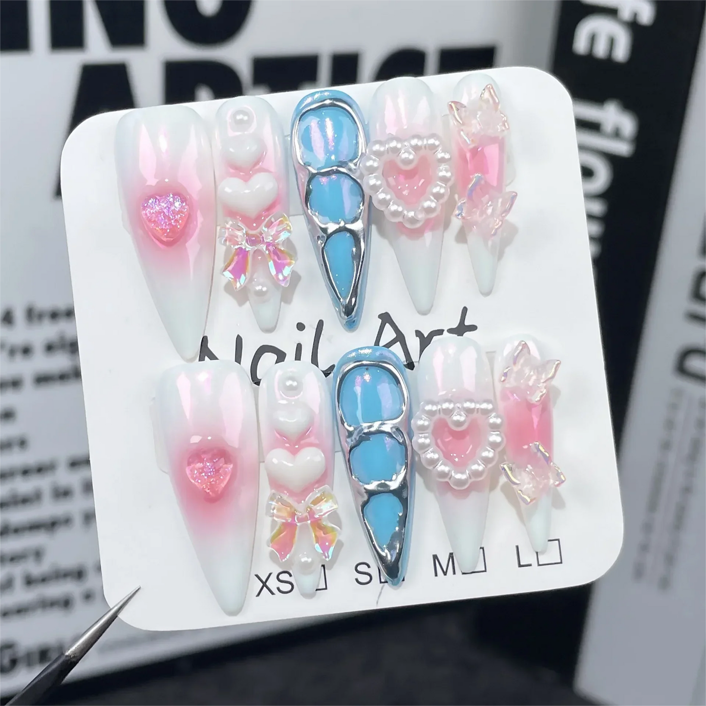 Long Almond Press on Nails-3
