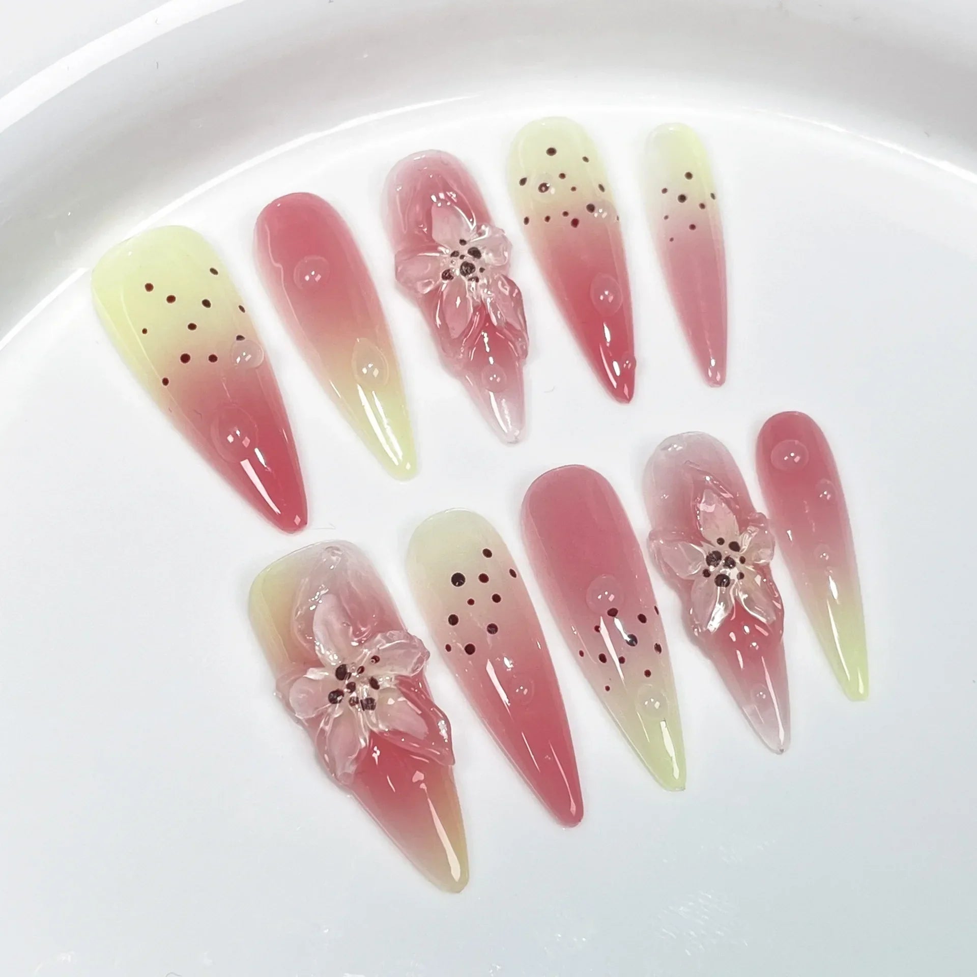Long Almond Press on Nails-5
