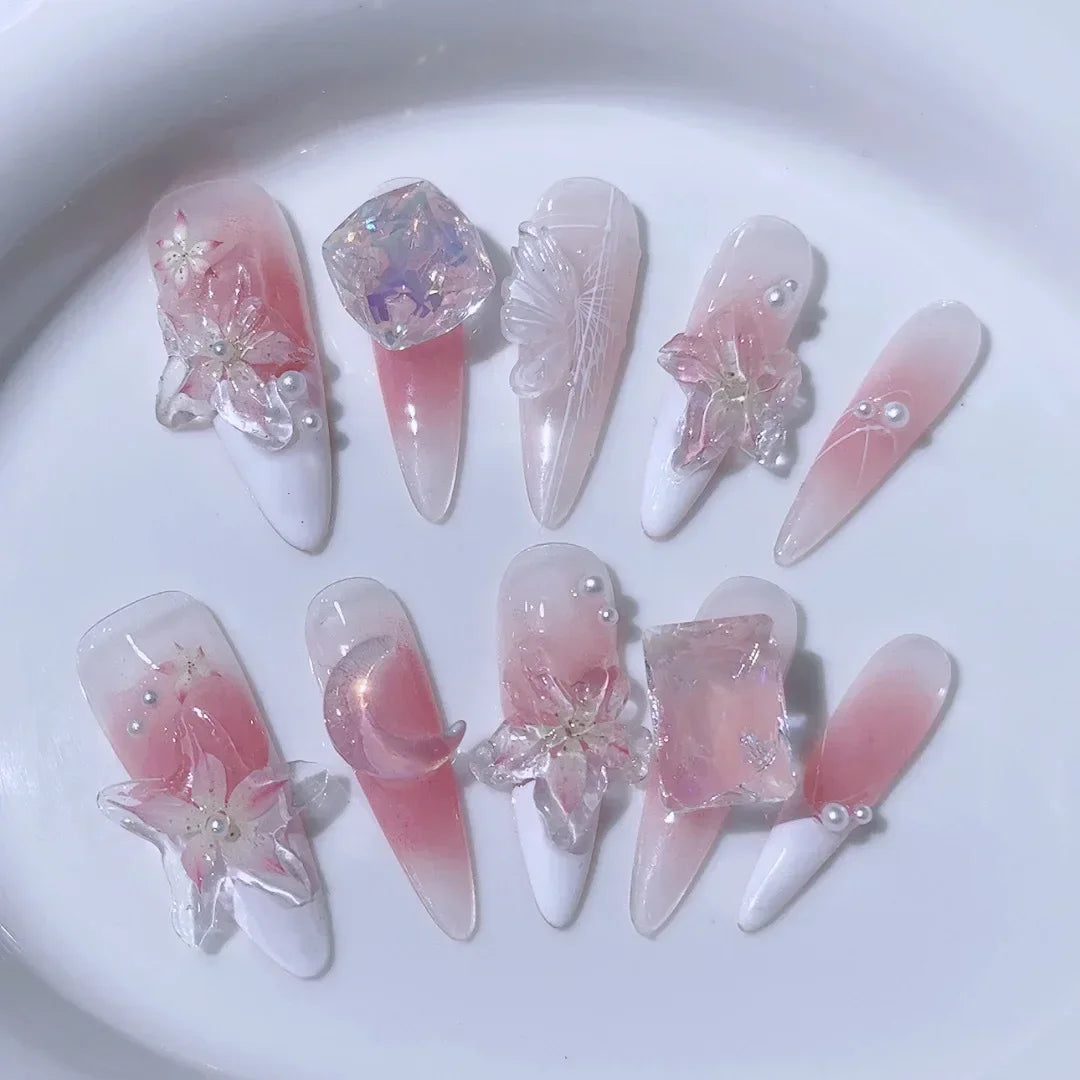 Long Almond Press on Nails-6