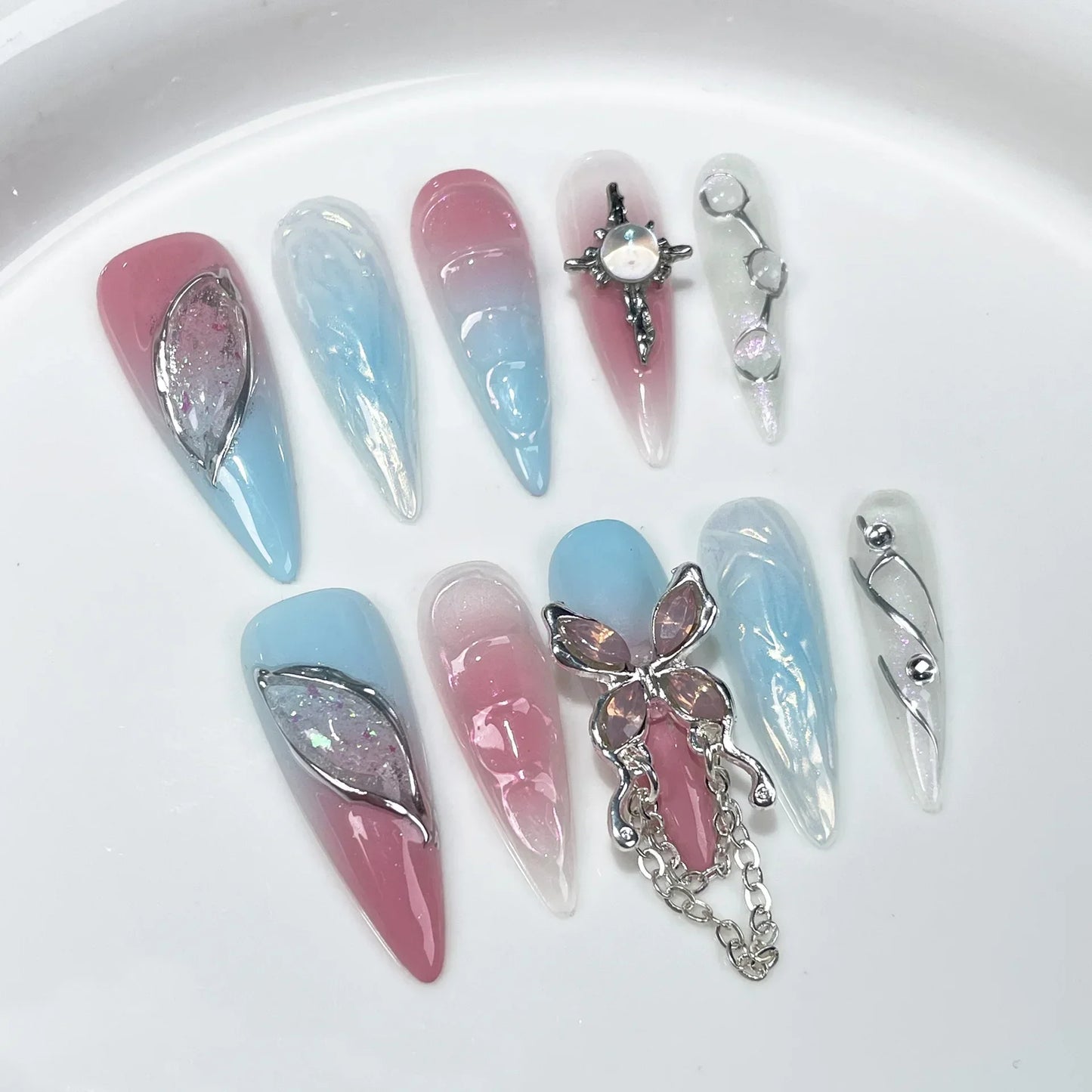 Long Almond Press on Nails-7