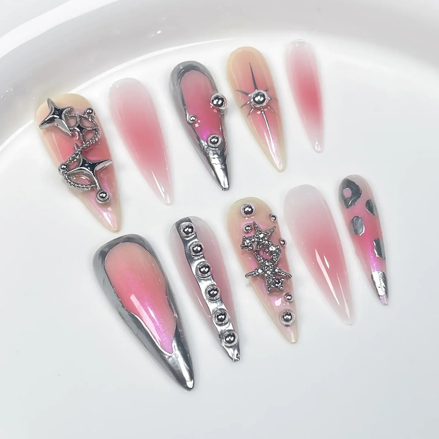 Long Almond Press on Nails-8
