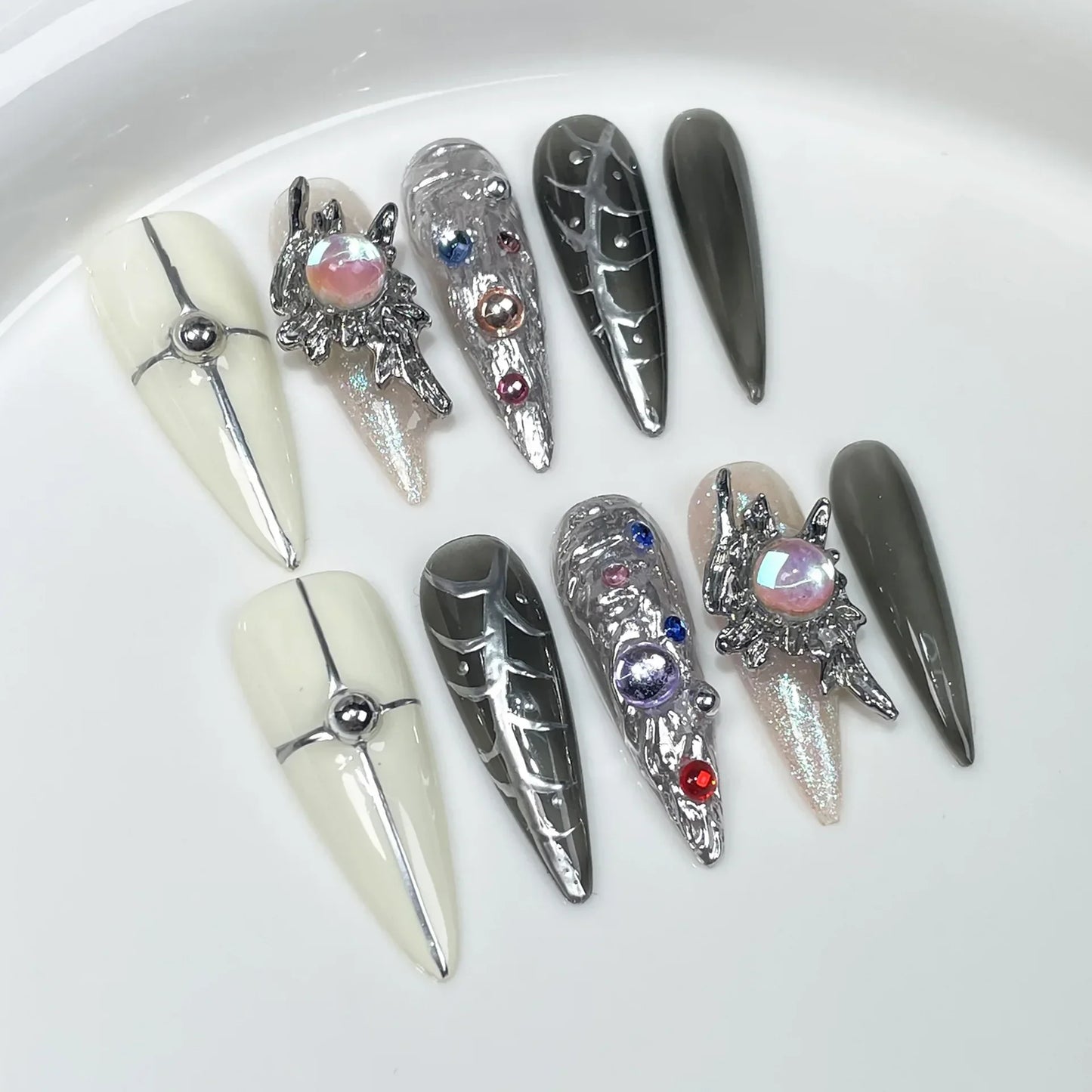 Long Almond Press on Nails-9