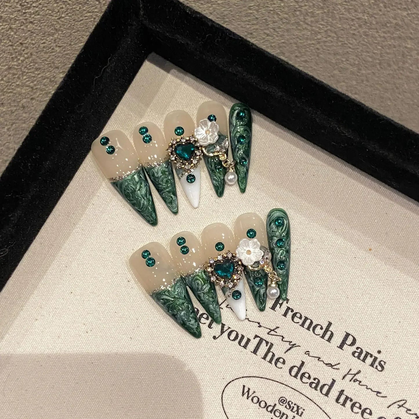 Long Almond Press on Nails-9