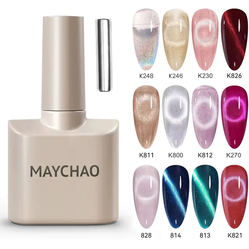 Maychao 12ml Cat Eye Gel Nail Polish Rainbow Effect-0