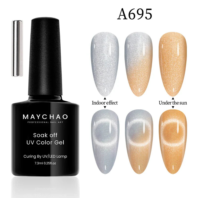 Maychao 12ml Cat Eye Gel Nail Polish Rainbow Effect-7