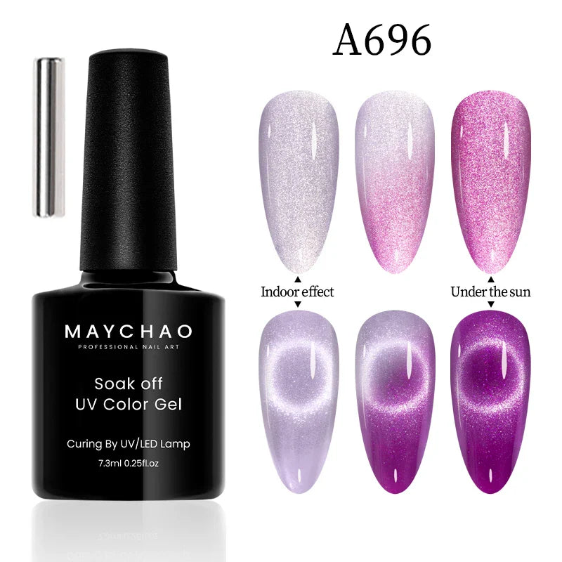 Maychao 12ml Cat Eye Gel Nail Polish Rainbow Effect-5