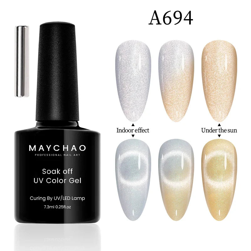 Maychao 12ml Cat Eye Gel Nail Polish Rainbow Effect-6