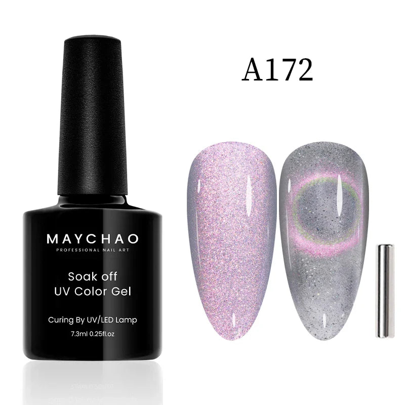 Maychao 12ml Cat Eye Gel Nail Polish Rainbow Effect-47