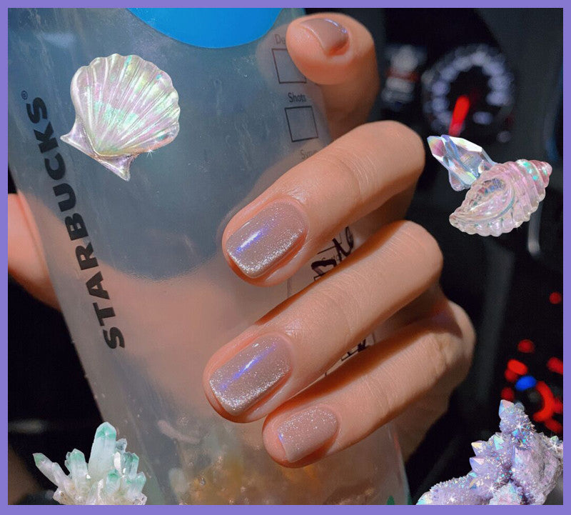 Milk Tea Crystal Cat Eye Nail Polish-0