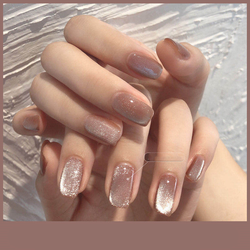 Milk Tea Crystal Cat Eye Nail Polish-5