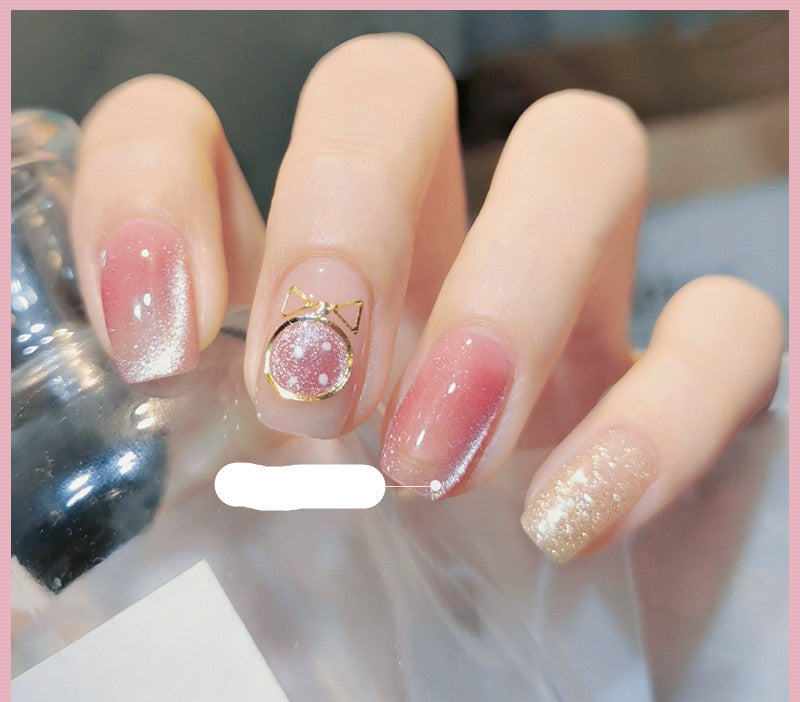 Milk Tea Crystal Cat Eye Nail Polish-12