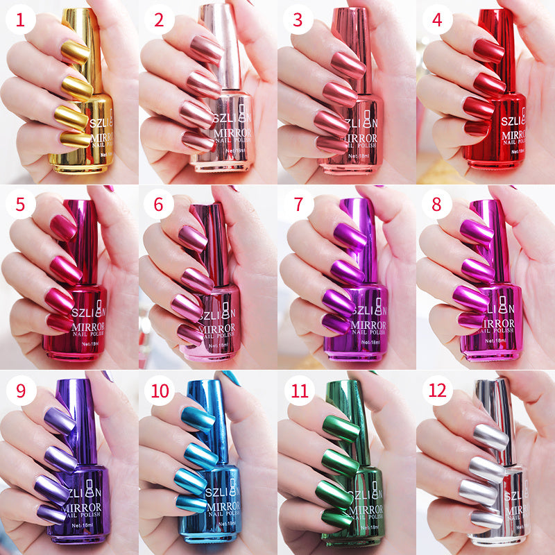 Mirror silver nail polish metal color stainless steel-2