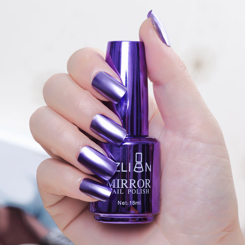 Mirror silver nail polish metal color stainless steel-5
