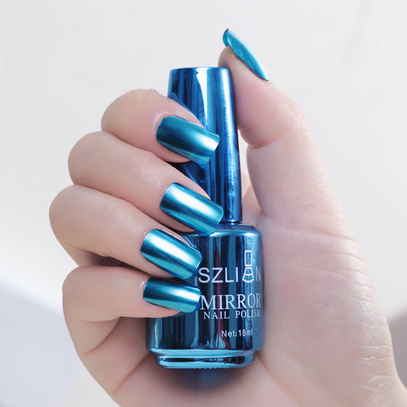 Mirror silver nail polish metal color stainless steel-7
