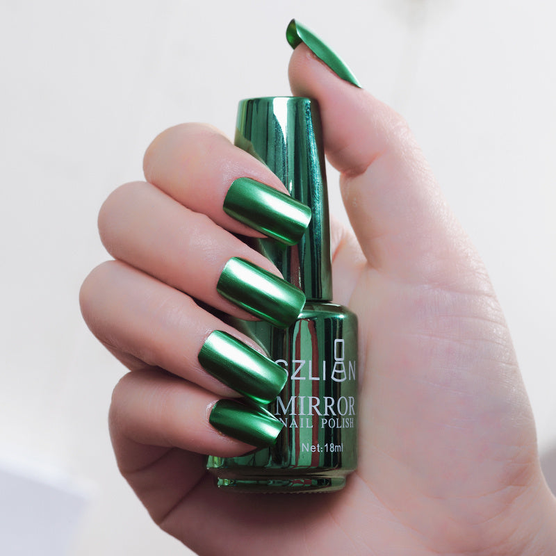 Mirror silver nail polish metal color stainless steel-9