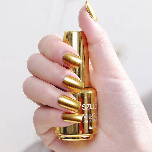 Mirror silver nail polish metal color stainless steel-10