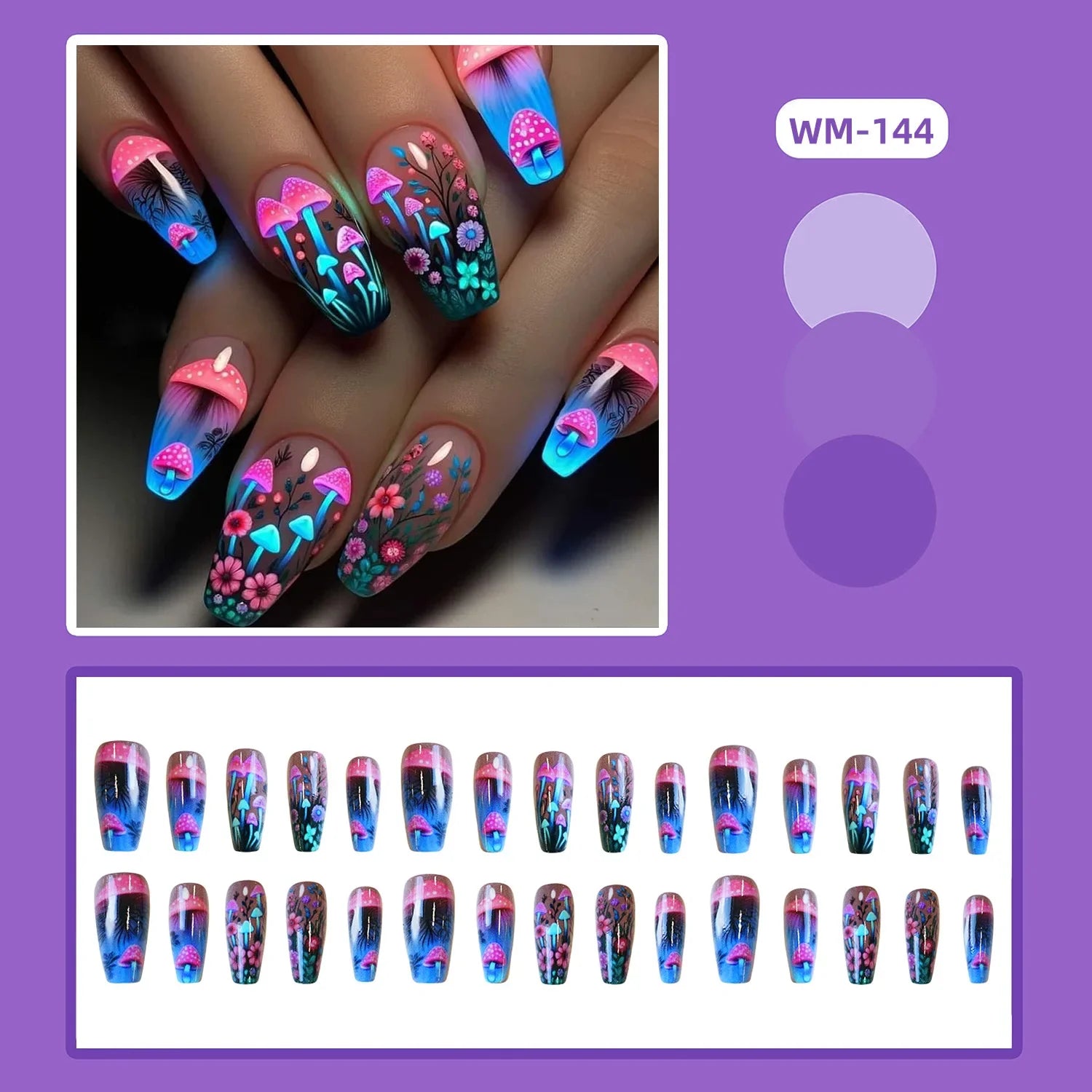 Mushroom Design Press on Nails Set-1