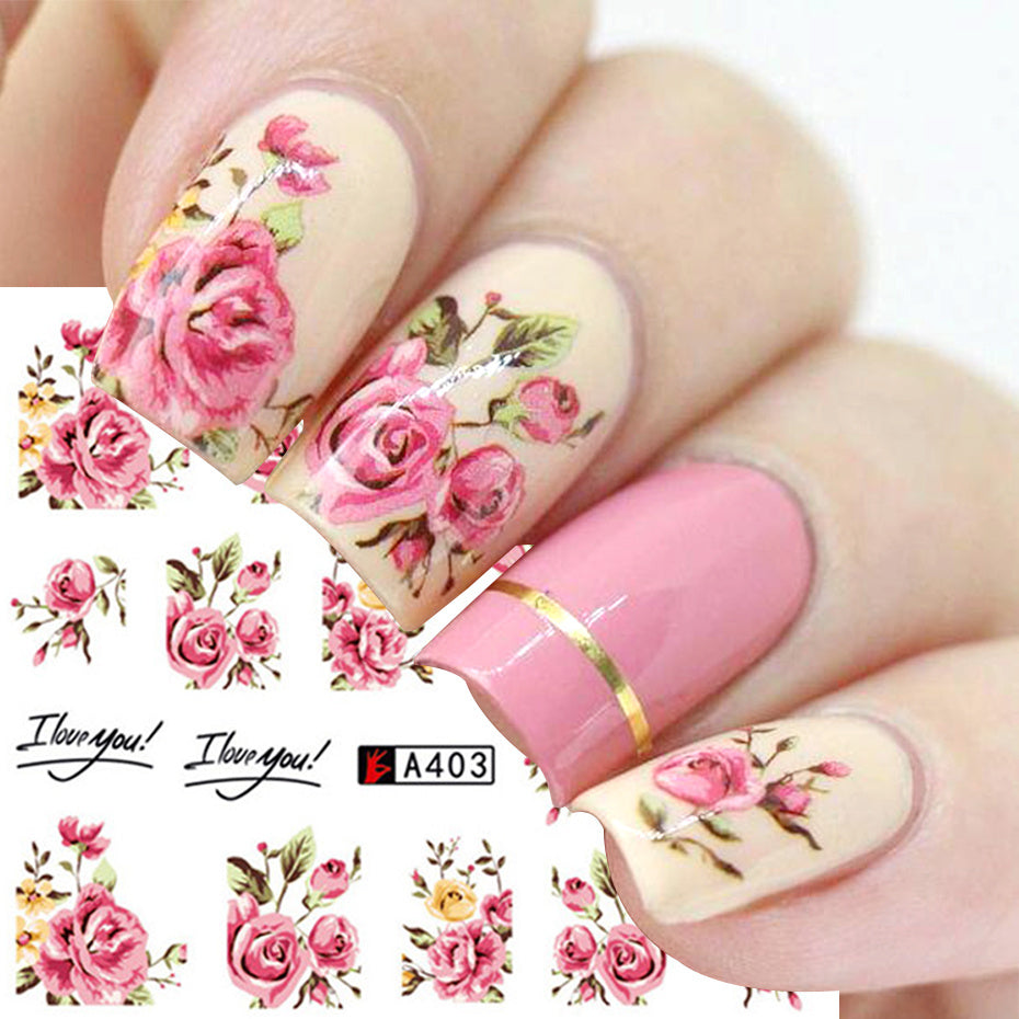 Nail Art Rose Nail Sticker Bowknot-0