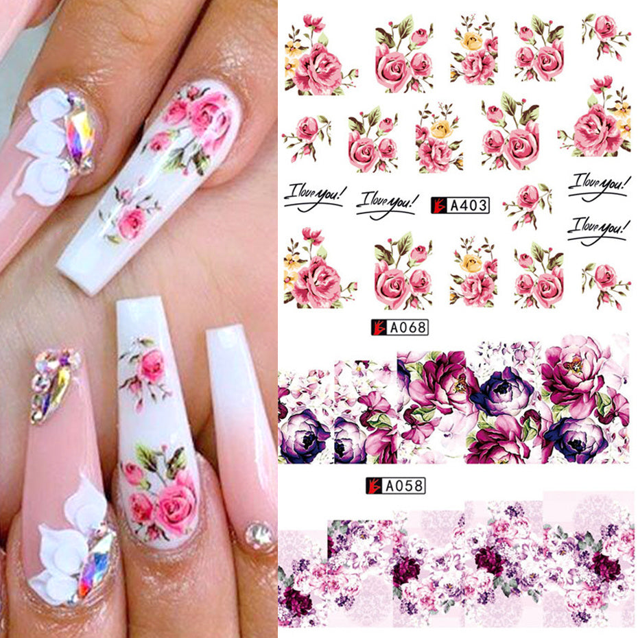 Nail Art Rose Nail Sticker Bowknot-1