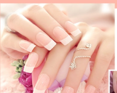 Nail art finished French long fake nail patch-4