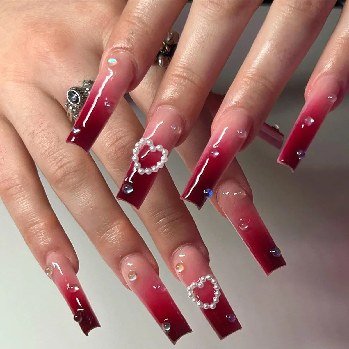Pink Bow Press on Nails-10