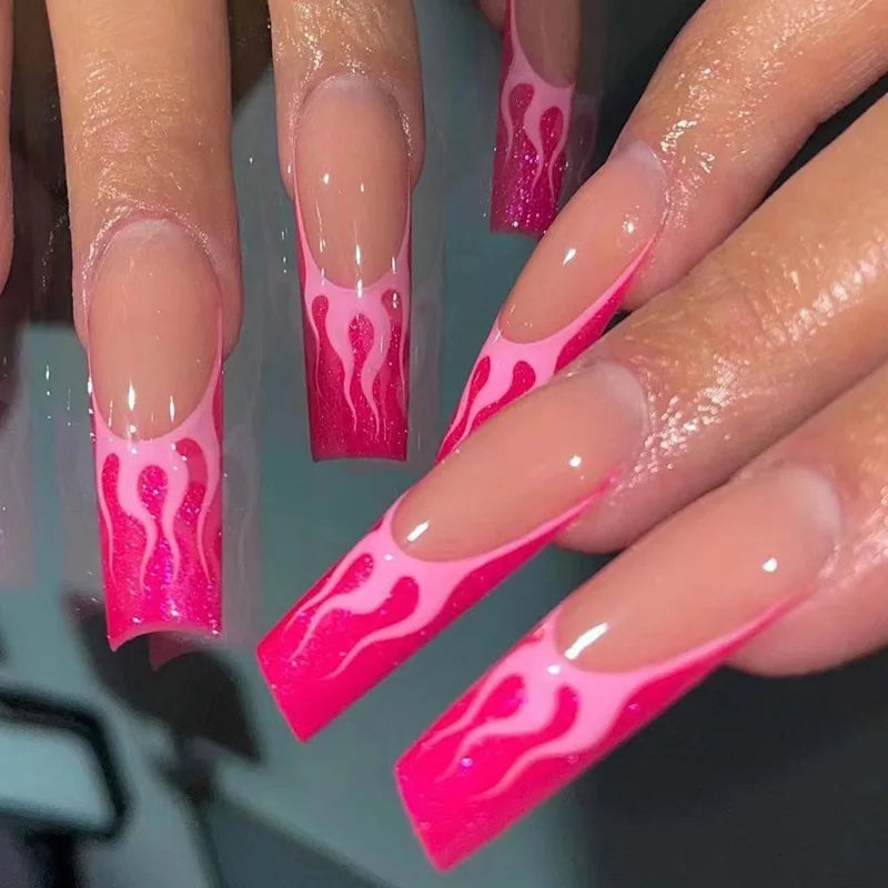 Pink Bow Press on Nails-25