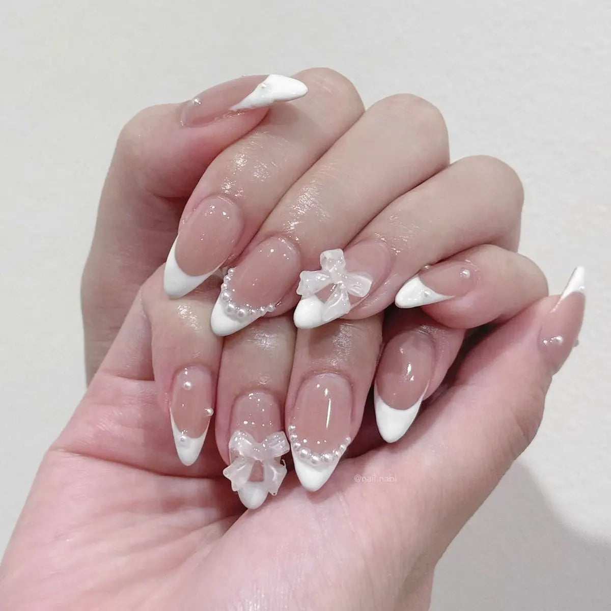 Pink Bow Press on Nails-41