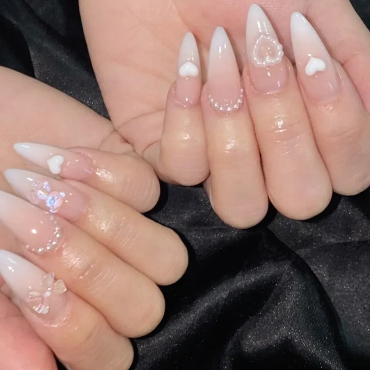 Pink Bow Press on Nails-40