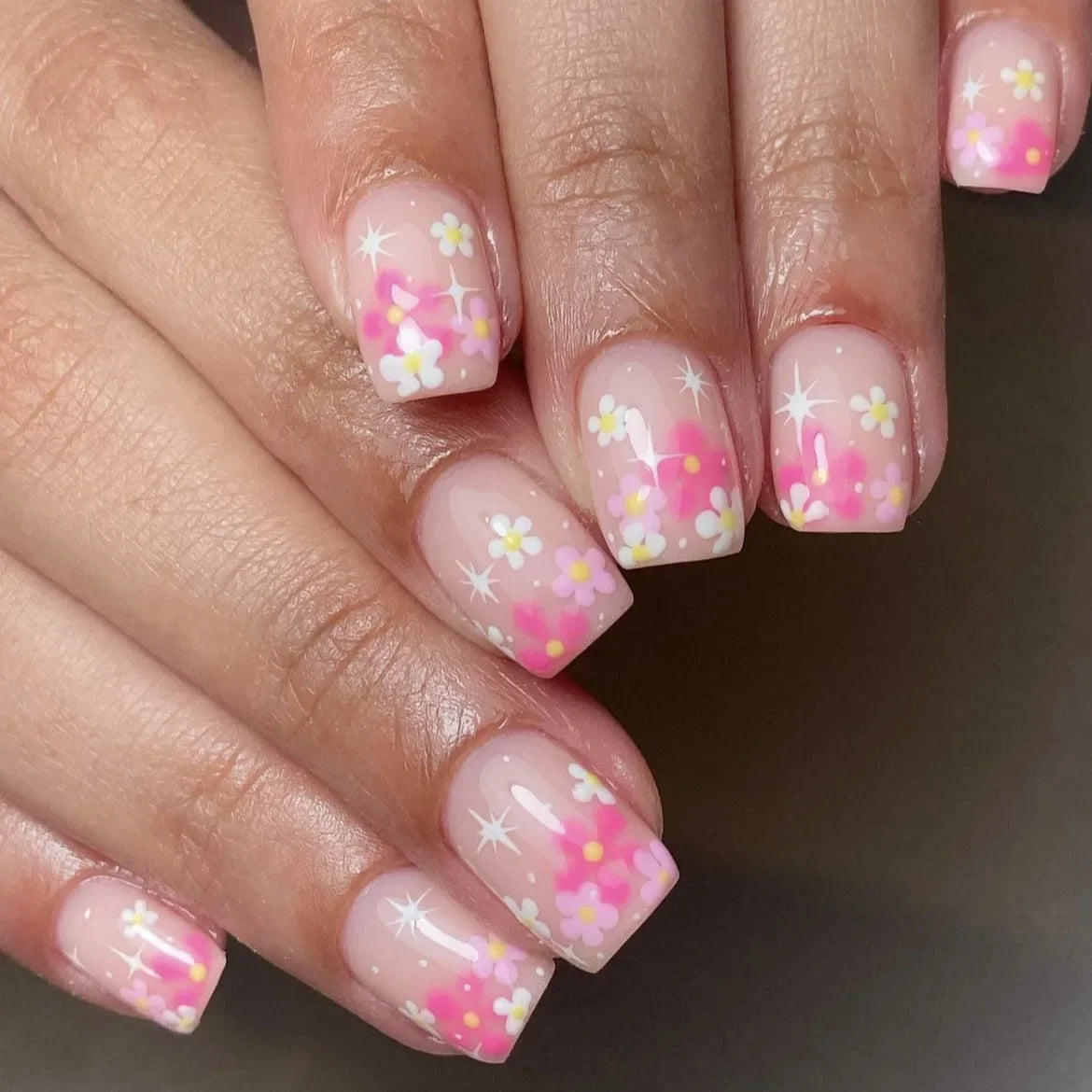 Floral Almond Press-On Nails Set-31