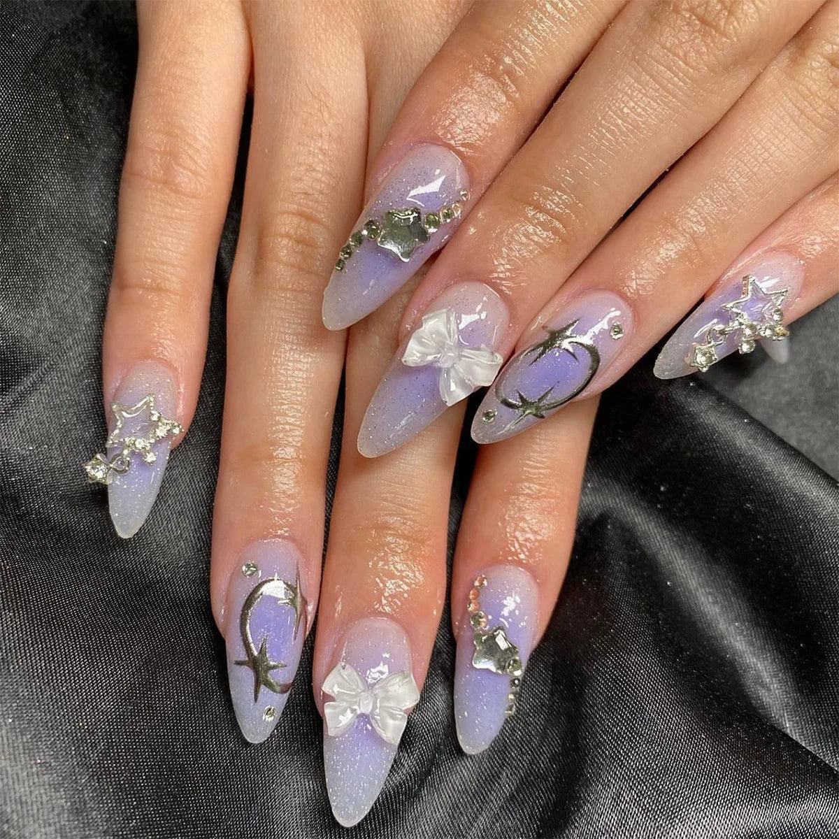 Pink Bow Press on Nails-39