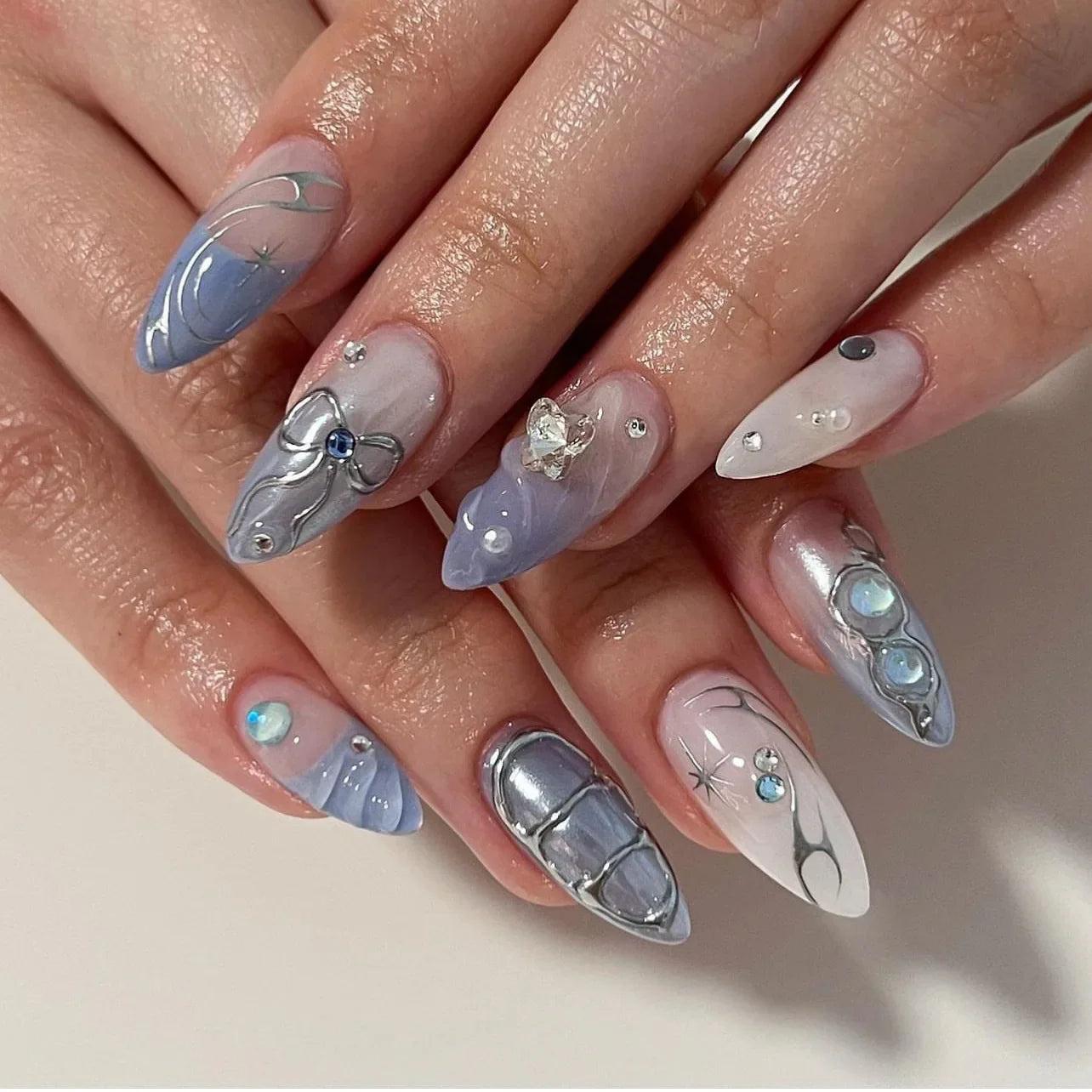 Pink Bow Press on Nails-31