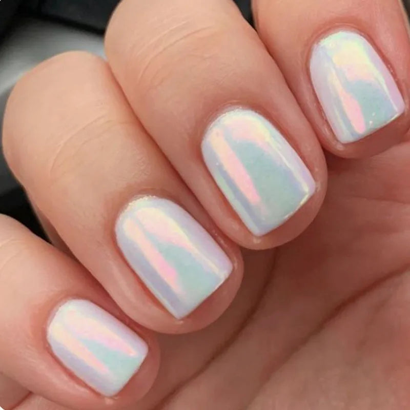 Gradient White Fake Nail Short Square Ballet Simple False Nails-47