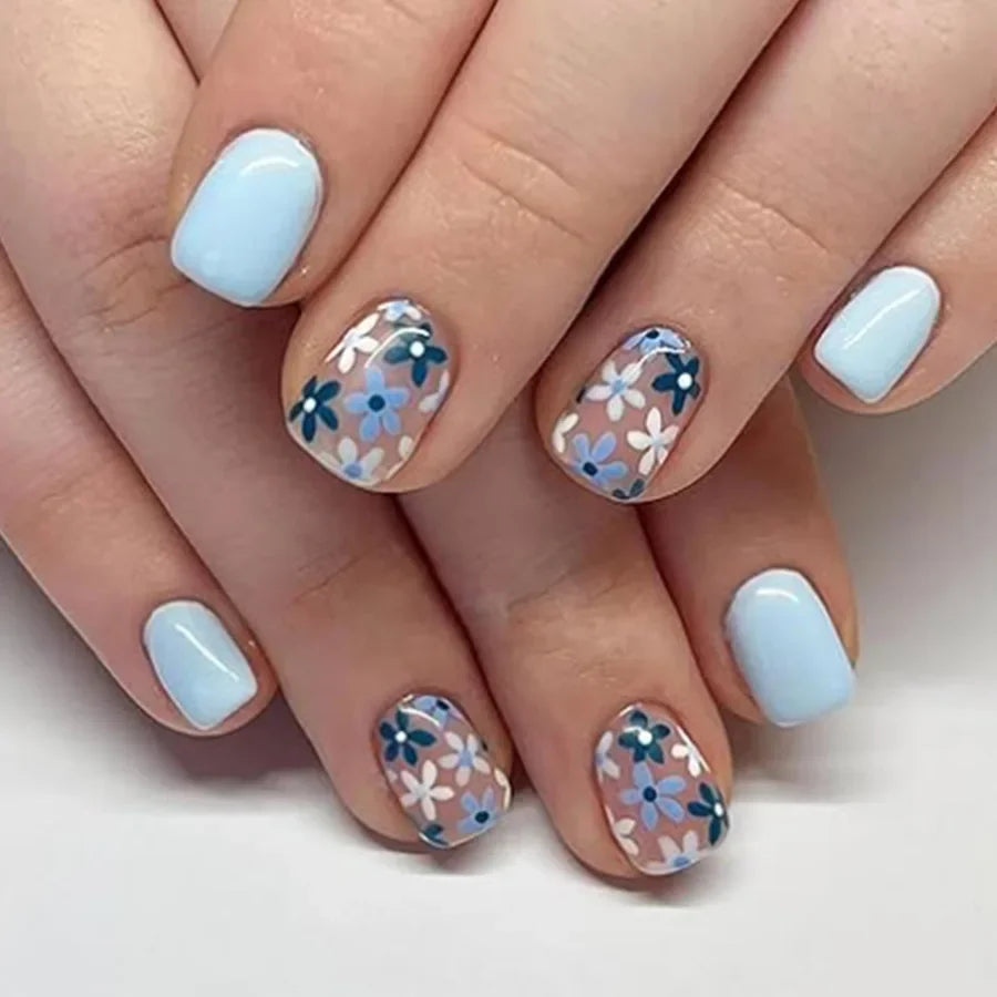 Floral Almond Press-On Nails Set-35