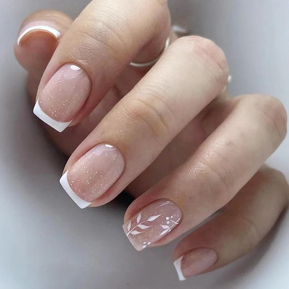 Floral Almond Press-On Nails Set-37